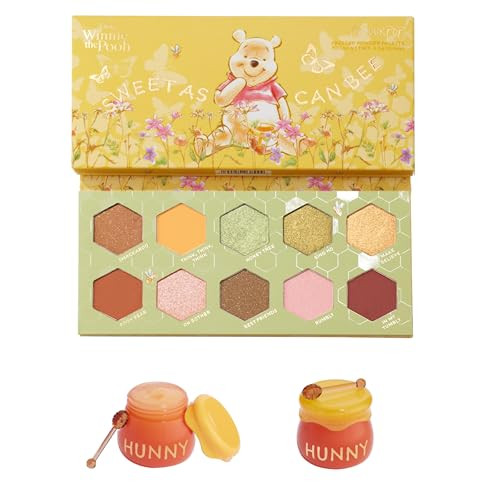 Colourpop Winnie The Pooh Bundle " Sweet As Can Bee Eyeshadow Palette and Hunny Pot Lip Scrub and Mask Set " HoneyInspired Makeup and Lip Care Duo 0.4 Oz 2 Count