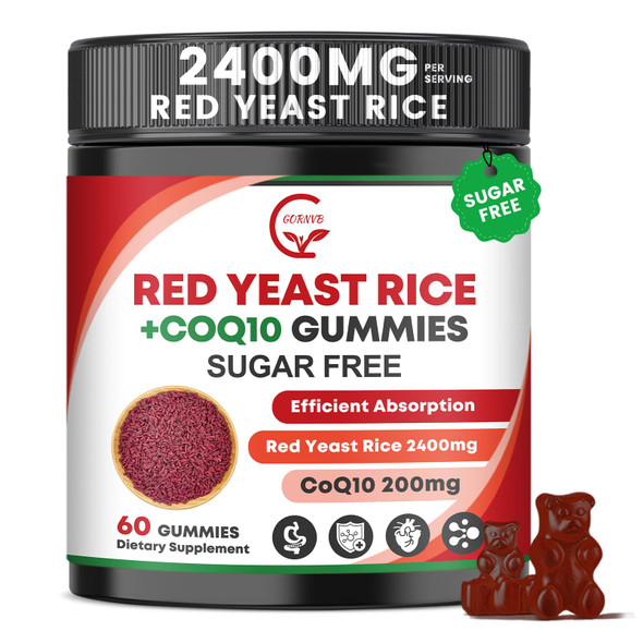 Gornvb Red Yeast Rice With Coq10 Gummies Cholesterol and Heart Health Support60 Ct