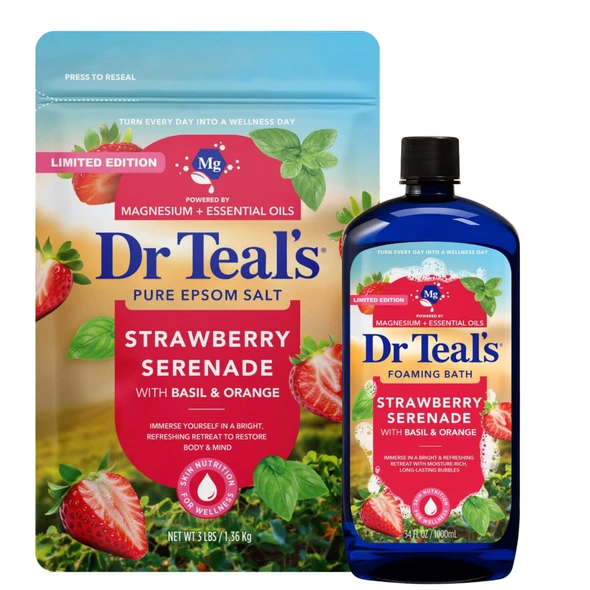 Dr Teal'S Limited Edition Strawberry Serenade Pure Epsom Salt And Foaming Bath Set With Basil and Orange