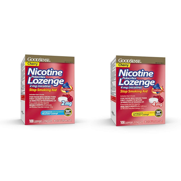 Goodsense Polacrilex Lozenge Cherry Flavor 2 Mg and 4 Mg Stop Aid 108 Count