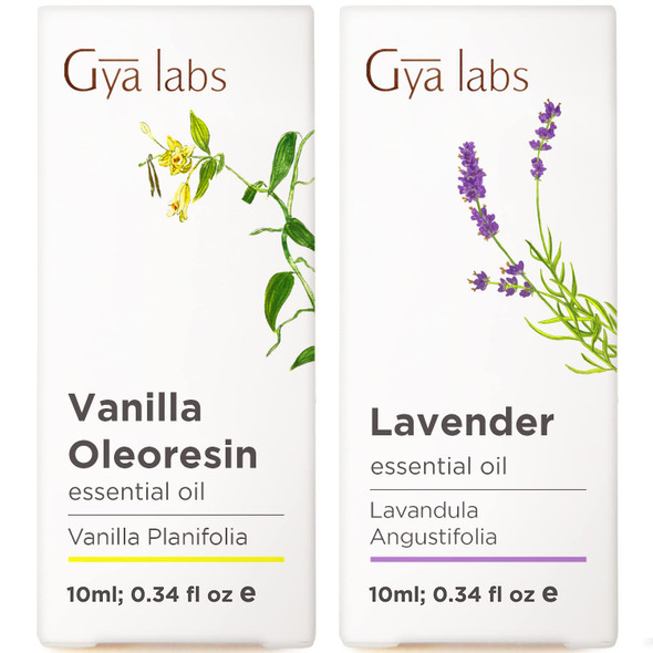 Gya Labs Vanilla Essential Oil For Skin and Lavender Essential Oil For Diffuser Set Aromatherapy Grade Essential Oils Set 2X0.34 Fl Oz Gya Labs