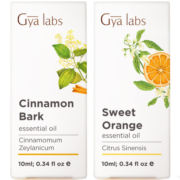 Gya Labs Cinnamon Bark and Sweet Orange Essential Oil Set Aromatherapy Grade Essential Oils Set 2X0.34 Fl Oz Gya Labs