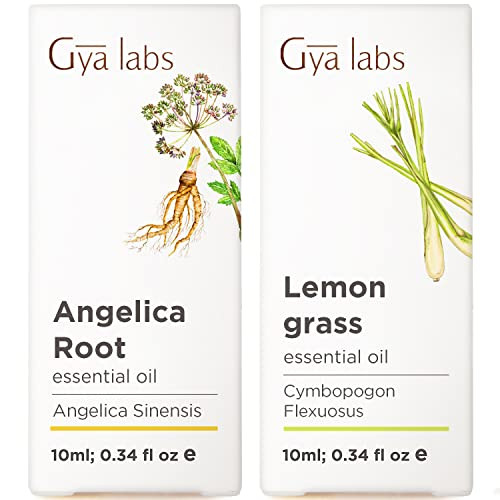 Gya Labs Angelica Root and Lemongrass Essential Oil Set Aromatherapy Grade Essential Oils Set 2X10Ml Gya Labs