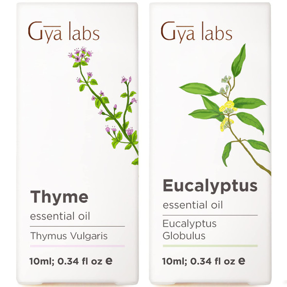 Gya Labs Thyme Oil For Hair and Eucalyptus Essential Oil For Diffuser Set Essential Oils Set 2X10Ml Gya Labs