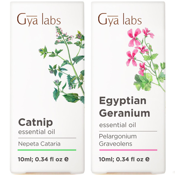 Gya Labs Catnip and Egyptian Geranium Essential Oil Set Aromatherapy Grade Essential Oils Set 2X0.34 Fl Oz Gya Labs