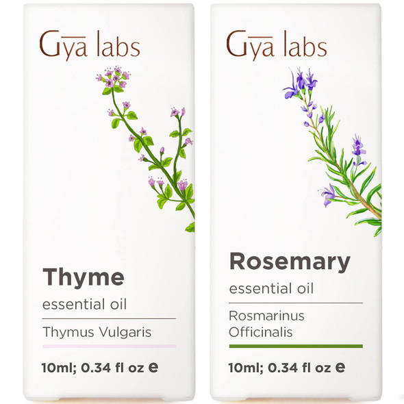 Gya Labs Thyme Oil For Hair and Rosemary Oil For Hair Set Aromatherapy Grade Essential Oils Set 2X10Ml Gya Labs