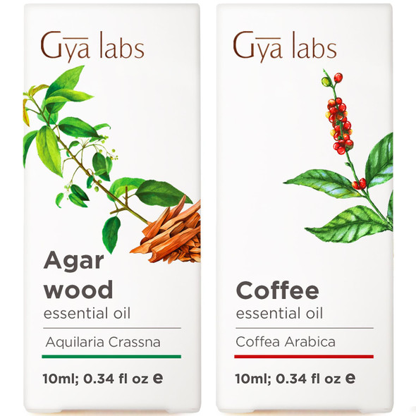 Gya Labs Agarwood and Coffee Essential Oil Set Aromatherapy Grade Essential Oils Set 2X0.34 Fl Oz Gya Labs