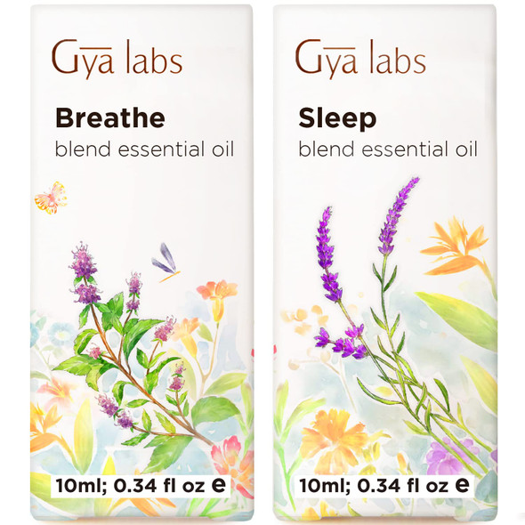 Gya Labs Breathe Essential Oil For Humidifier Cleaner and Sleep Oils For Diffuser Set Essential Oils Set 2X10Ml Gya Labs