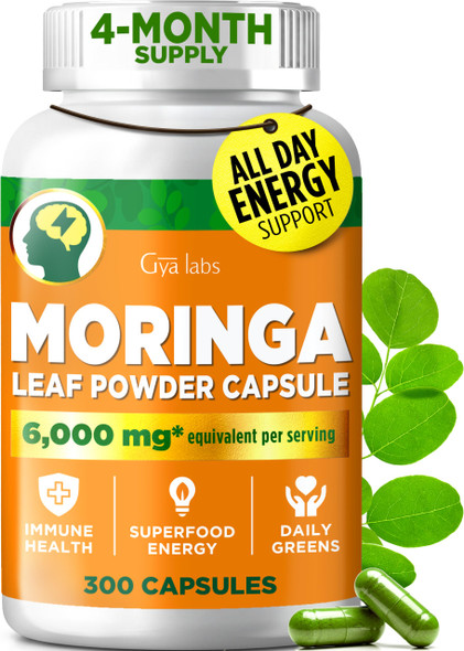 Gya Labs Moringa Capsules 5Month Supply 6000Mg 10:1 Extract 300 Count