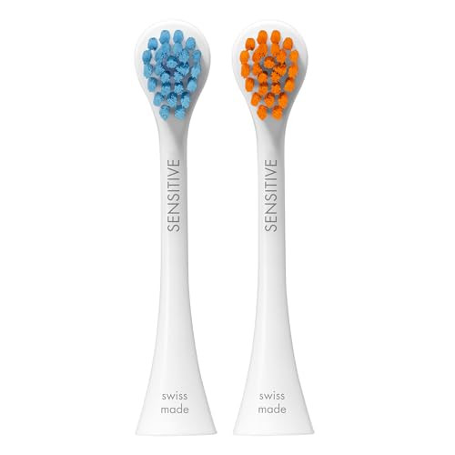 Curaprox Hydrosonic Brush Heads Rainbow Sensitive Duo " For Gentle Gum Care and Daily Cleaning Blue/Orange 2Pack Compatible With All Curaprox Sonic Models Swiss Made