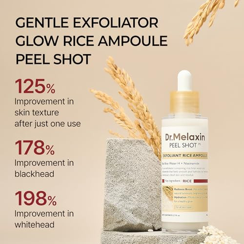 Dr.Melaxin Peel Shot Glow White Rice Peeling Ampoule Soft Exfoliating Face And Dead Skin Cells Remover For All Skin Types Korean Skin Care 80Ml