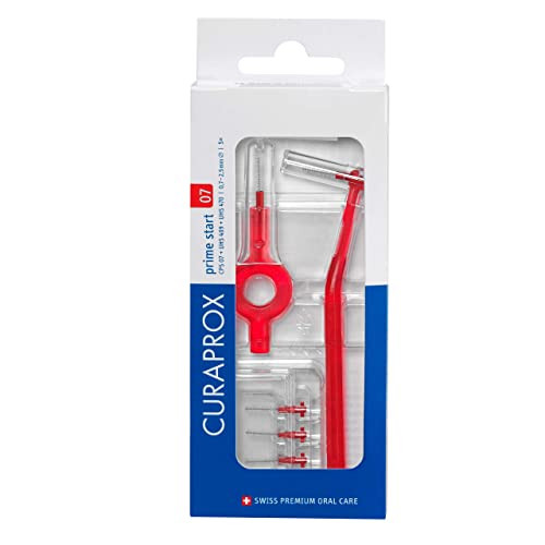 Curaprox Cps 07 Prime Start Interdental Brush Kit Red 5 X 0.7Mm 2.5Mm Interdental Brushes + 2 Interdental Toothbrush Holders
