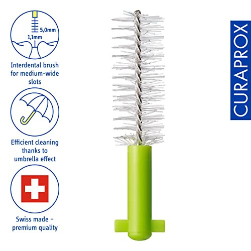 Curaprox Interdental Brushes Cps 011 Prime Refill Pack Of 8 Green 1.1 Mm Diameter 5 Mm Efficiency Refill Pack Without Holder