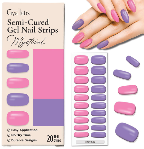 Gya Labs Nail Stickers Long Lasting Nails For Women Semi Cured Gel Nail Strips Nail Stickers For Nail Art Kit Stick On Nails Nail Art Stickers Classic Mystical 20 Pcs