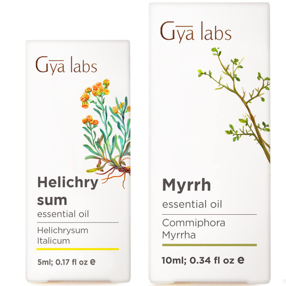 Gya Labs Helichrysum Oil For Skin and Myrrh Oil For Skin Set Aromatherapy Grade Essential Oils Set Gya Labs 0.17 Fl Oz 0.34 Fl Oz
