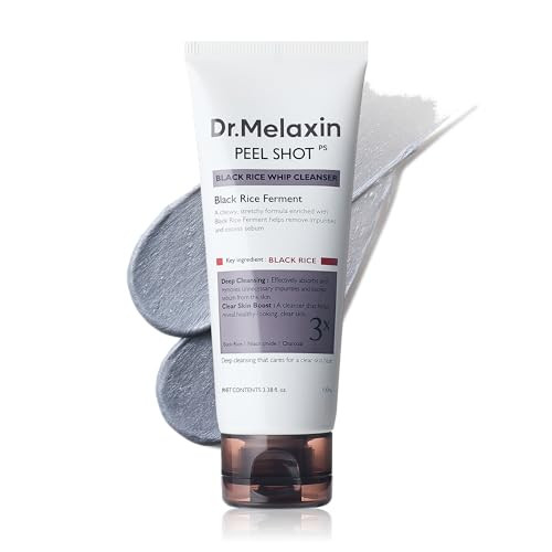 Dr.Melaxin Peel Shot Black Rice Mochi Whip Cleanser Formulated For Blackheads Clogged Pores Excess Sebum And Dull Skin 100Ml