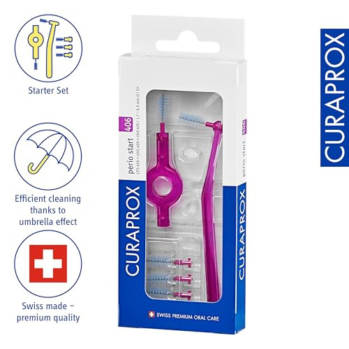 Curaprox Interdental Brush Set Cps 406 Perio Start " For Large Gaps and Gum Care Includes 5 Brushes and Dual Holders For Easy Reach Swiss Made