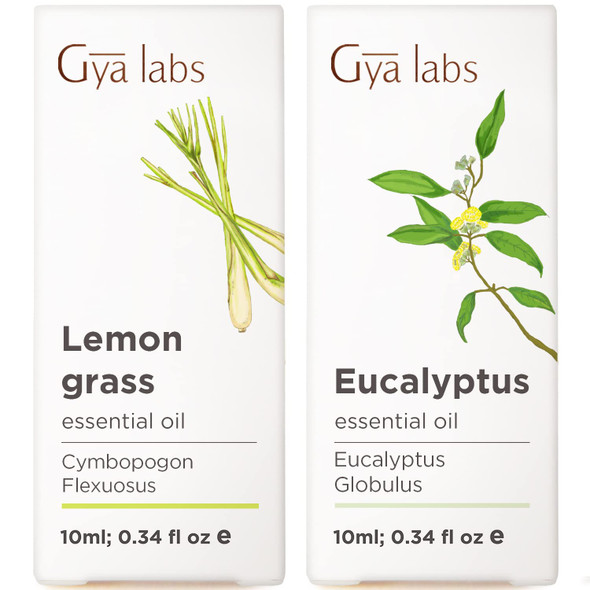 Gya Labs Lemongrass Essential Oil and Eucalyptus Essential Oil For Diffuser Set Aromatherapy Grade Essential Oils Set 2X10Ml Gya Labs