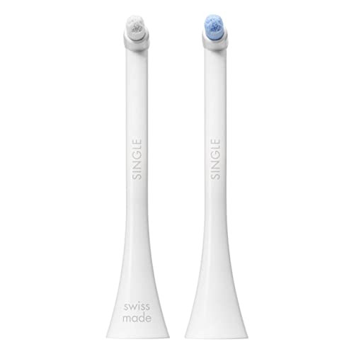 Curaprox Hydrosonic Brush Heads Single Duo " For Precision Cleaning Of Braces Implants and Gum Line Sonic Toothbrush Heads 2Pack Swiss Made