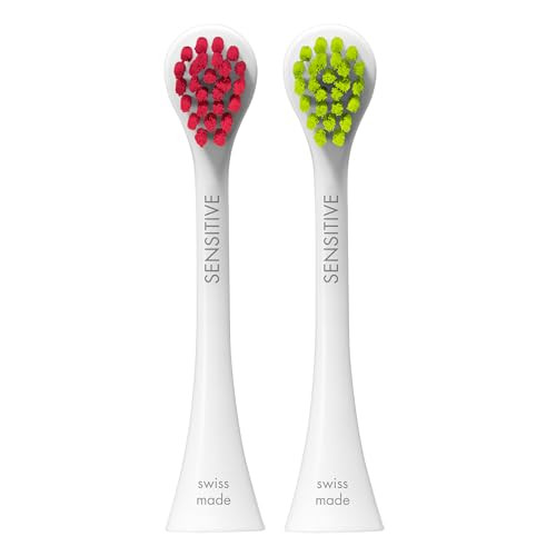 Curaprox Hydrosonic Brush Heads Rainbow Sensitive Duo " For Gentle Gum Care and Precise Cleaning Magenta/Green 2Pack Compatible With All Sonic Models Swiss Made