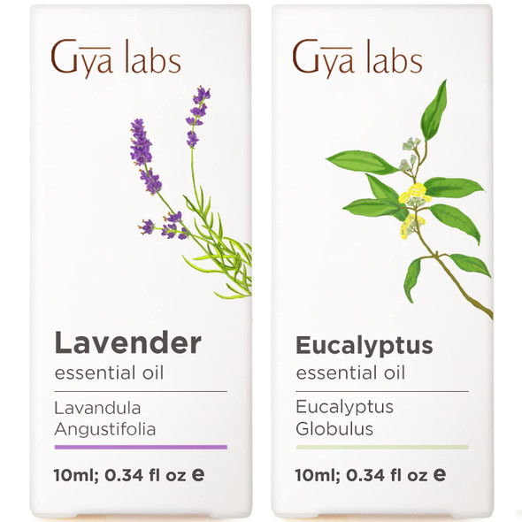 Gya Labs Lavender Oil Essential Oil For Diffuser and Eucalyptus Essential Oil For Diffuser Set Aromatherapy Grade Essential Oils Set 2X0.34 Fl Oz