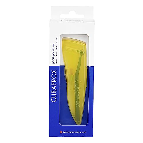 Curaprox Interdental Brush Set Cps 459 Prime Pocket Kit " For Effective Cleaning Of Narrow Spaces Includes Holder and 5 Brush Sizes Blue Case Swiss Made