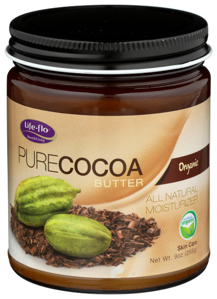 LifeFlo Pure Organic Cocoa Butter Face and Body Moisturizer For Dry Skin and Scalp Heels Elbows Stretch Marks 9Oz