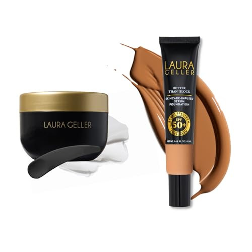 Laura Geller York Laura Geller Better Than 'Block + Cold Cream Makeup Removing Cleanser SkincareInfused Serum Foundation Broad Spectrum Spf 50+ Sand