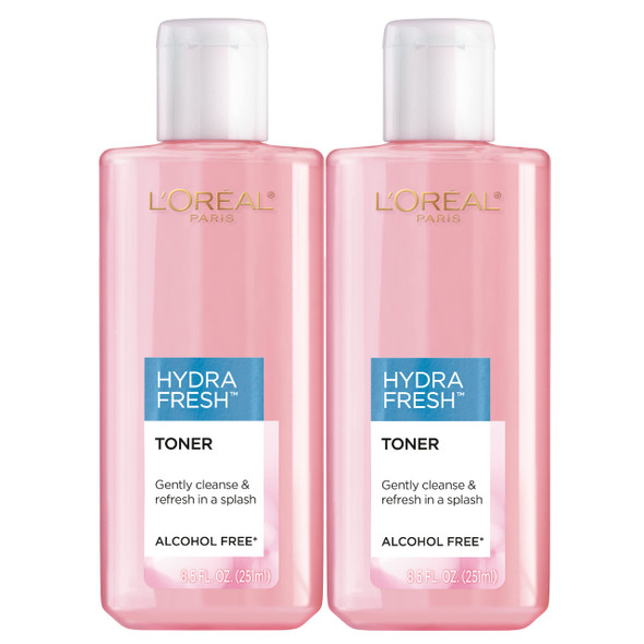 L'Oreal Paris Skincare Hydrafresh Toner Face Toner With ProVitamin B5 For A Smoother Brighter Complexion 2 Count