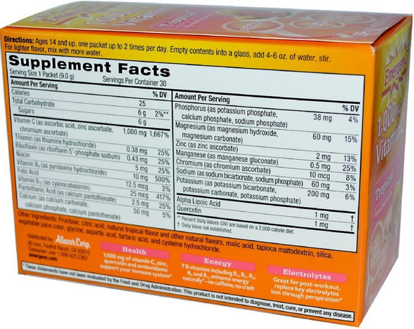Emergen-C Vitamin C Drink Mix Packets Tropical 30 each ( Pack of 3)