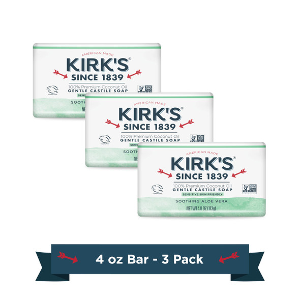 Kirk'S Gentle Castile Soap Soothing Aloe Vera 4 Ounce Pack Of 3