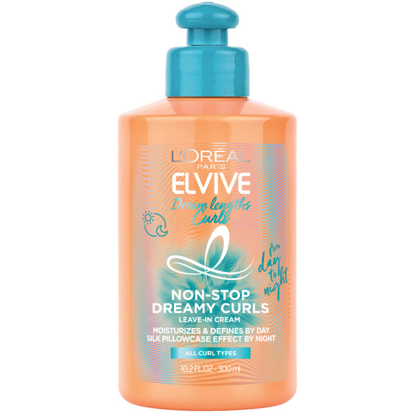 L'Oreal Paris Elvive Dream Lengths Curls NonStop Dreamy Curls LeaveIn Conditioner ParabenFree With Hyaluronic Acid And Castor Oil. Best For Wavy Hair To Coily Hair 10.2 Fl Oz