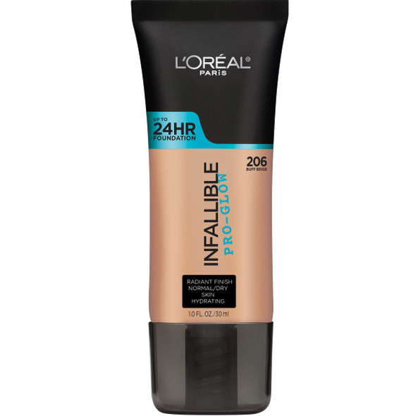 L'Oreal Paris Makeup Infallible Up To 24Hr ProGlow Foundation Buff Beige 1 Fl Oz.