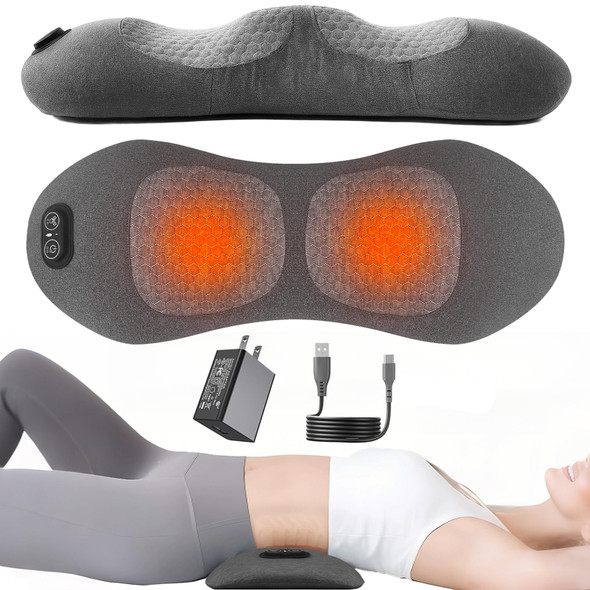 Lewuyoya Upgraded Triple Fusion Back Massager With Heat Vibration And Traction For Sciatica Pain Relief 3In1 Electric Lumbar Support Pillow Device For Lower Back Pain In Bed Chair Couch