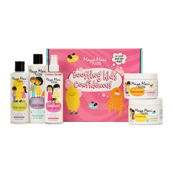 Maya Mari Kids Hair Care Set 5 Piece Kit For Ages 213 2In1 Shampoo And Conditioner Detangler Spray LeaveIn Conditioner Curl Cream And Styling Gel Coconut Lime Twist 52 Fl Oz Total