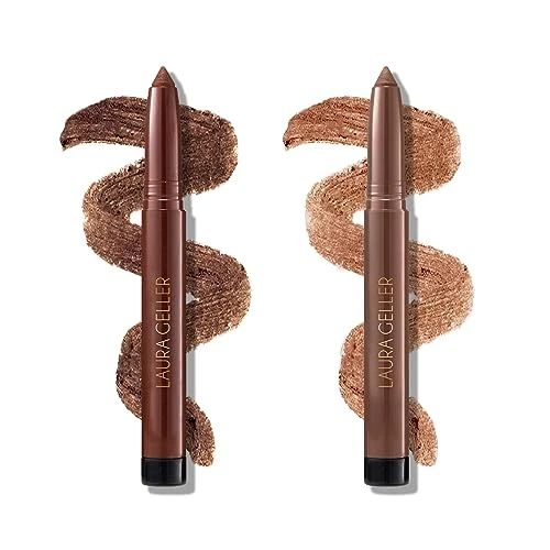 Laura Geller York Kajal Longwear Kohl Eyeliner Pencil Duo Dark Brown + Khaki Smooth Blendable Liner Infused With Caffeine