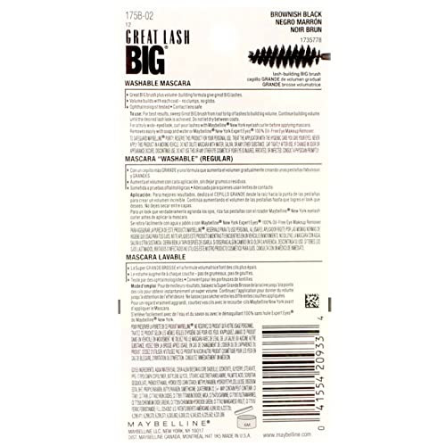 Maybelline York Great Lash Big Washable Mascara Brownish Black 132 0.34 Fluid Ounce Pack Of 3