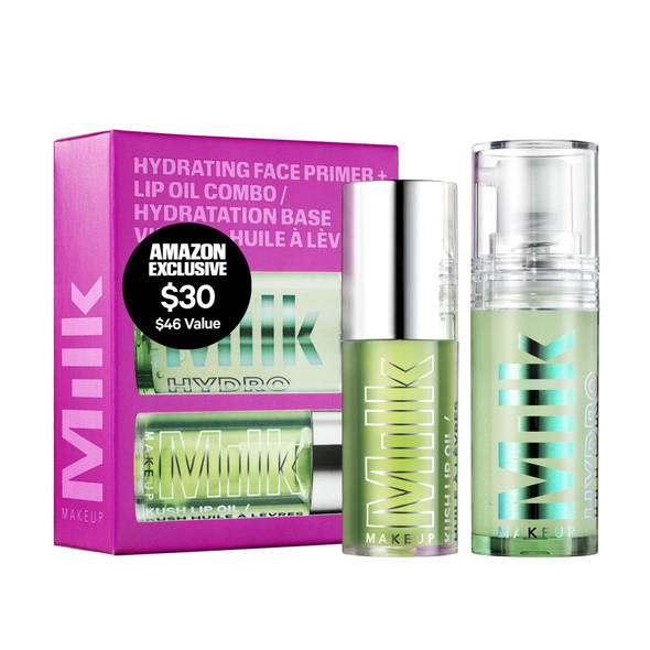 Milk Makeup Mini 12Hr Hydro Grip Primer + Full Size Kush Lip Oil Set " Hydrating Face Primer + Clear Lip Gloss " Travel Friendly AllDay Wear