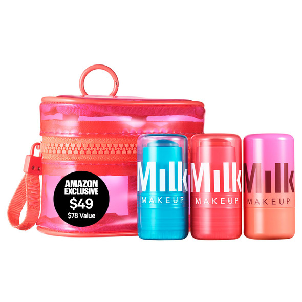 Milk Makeup Skincare Jelly Set " Hydrating + Brightening Face Serums And Blush + Lip Stain In PhAdaptive Pink " Two Full Size Serum Sticks. + TravelFriendly Jelly Tint Phreeze.17Oz 21Oz