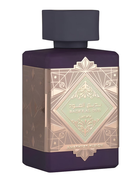 Lattafa Bade'E Al Oud Amethyst Fusion Eau De Parfum Unisex Long Lasting Oriental Woody Perfume With Amaretto Mandarin Rum Caramel Patchouli Vanilla and Sandalwood 100Ml