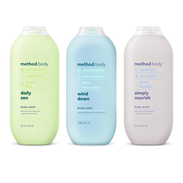 Method Body Wash Variety Pack Wind Down Simply Nourish Daily Zen Paraben And Phthalate 18 Fl Oz 18 Fl Oz 18 Fl Oz