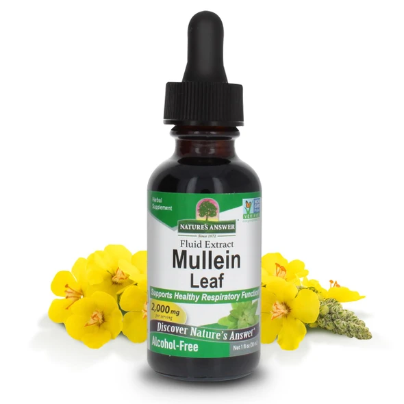 Nature'S Answer Mullein Leaf Herbal Supplement Supports Healthy Respiratory Function and Healthy Mucous Membranes NonGmo and Kosher GlutenFree and AlcoholFree 1Oz 2 Pack