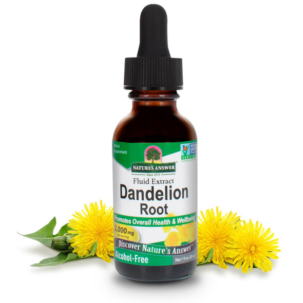 Nature'S Answer Dandelion Root 2000Mg Extract Promotes Overall WellBeing Alcohol and Gluten NonGmo Vegan No Preservatives Or Artificial Flavors Single Count 1Oz