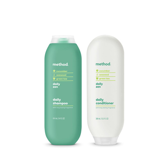 Method Daily Zen Every Day Hair Care Shampoo + Conditioner With Cucumber Seaweed And Green Tea Paraben And Sulfate 14 Oz 13.5 Oz