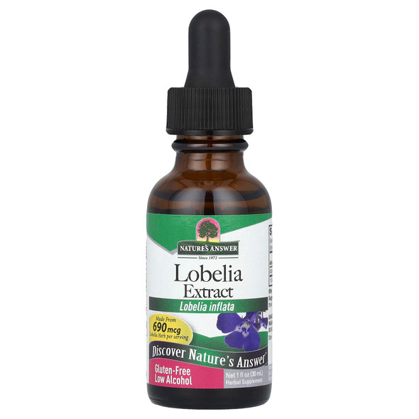 Nature'S Answer Lobelia Herb Promotes Overall Health and WellBeing Made With Low Organic Alcohol GlutenFree NonGmo and Kosher 1Oz