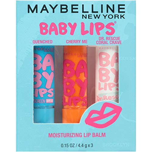 Maybelline York Baby Lips Moisturizing Lip Balm 3Pack Lip Care Essentials 3 Shades