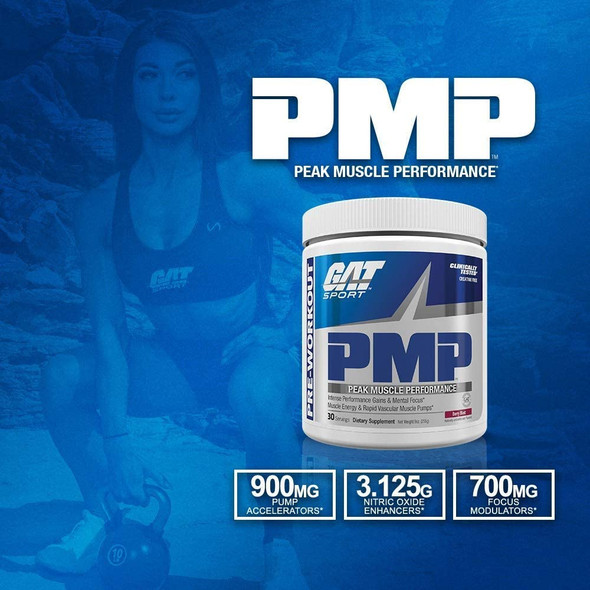 GAT Sport PMP Peak Muscle Performance, Raspberry Lemonade, 30 Servings