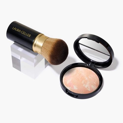 Laura Geller York Baked BalanceNGlow Illuminating Color Correcting Foundation Porcelain Retractable Airbrush Kabuki Brush 2 Pc