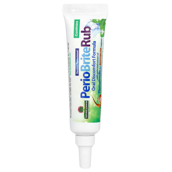 Nature'S Answer Periorub Oral Discomfort Formula For Healthy Teeth and Gums Coolmint Flavor GlutenFree FluorideFree Soy and Vegetarian No Artificial Flavors Or Preservatives Topical Rub 0.5Oz