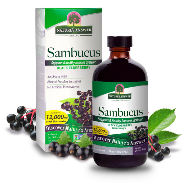 Nature'S Answer Sambucus Elder Berry Extract Syrup 8 Ounce 3 Pack Daily Immune Support Packed With Antioxidants Family Friendly Flue Season Defender